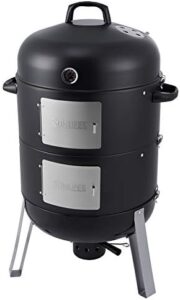 Here is the optimized SEO meta description:

"Upgrade your outdoor cooking with this 20.5 inch vertical charcoal smoker and grill combo, perfect for camping trips. Heavy-duty construction for durable use."