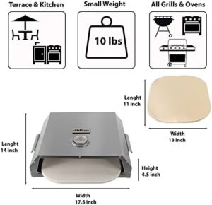 Mastering the art of outdoor pizza nights, bring home the JAK BBQ Pizza Oven Kit J 20 Silver. This portable stone pizza oven sets up easily on your gas or charcoal grill, perfect for patio gatherings and garden parties.