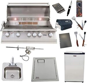 Here is the generated meta description:

"Upgrade your backyard with the Lion L90000 grill featuring a refrigerator, vertical door, towel rack, and drop-in sink. Includes 5-in-1 BBQ tool set in this ultimate package deal - perfect for outdoor entertaining!"