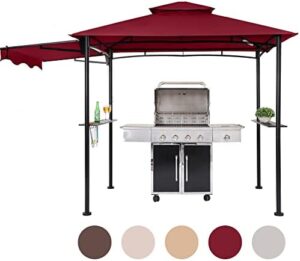 Elevate your outdoor gatherings with the FAB BASED 5x8 Grill Gazebo, featuring extra shadow and LED lights for a unique barbeque experience. Perfect for patio canopies and backyard BBQs. Get ready to grill in style! (146 characters)