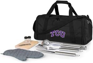 Grill like a pro with the PICNIC TIME NCAA BBQ Kit Cooler Tote, featuring 4-piece utensils, condiment tray, and insulated bag for up to 8 hours of use. Perfect for tailgating or outdoor events!