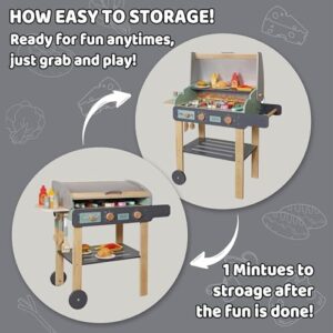 Here is the meta description:

"Teach kids to grill with the Wooden Play Barbecue Toy Grill, featuring toy food and grilling tools. Perfect for 3-6 year olds' imaginative play and birthday gifts."