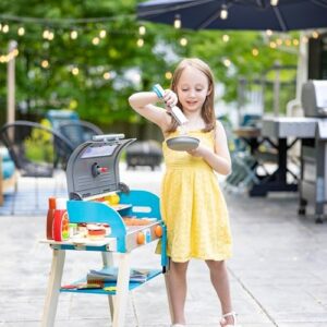 Cook up imaginative play with Melissa & Doug's wooden deluxe barbecue grill, smoker, and pizza oven toy. Perfect pretend play set for kids, FSC certified, 3-in-1 design for endless fun.
