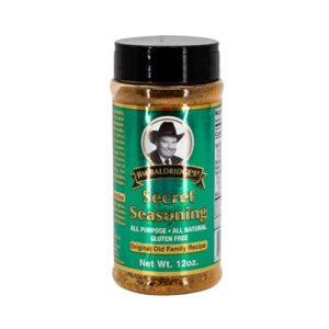 Discover the ultimate flavor enhancer with Jim Baldridge's Secret Seasoning, a 12 Oz bottle in a 12-pack. All natural, gluten & MSG free, made in Nebraska USA with unique spice blend and gourmet herbs. Perfect for your culinary creations!
