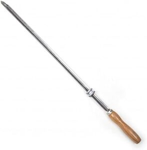 Grill up delicious meals with the Large Churrasco Skewer, perfect for marinating and cooking your favorite meats. Dimensions: 30" long, 1/4" thick, heavy-duty stainless steel. Boost your outdoor cooking experience!