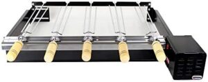 Experience the authentic taste of Brazil with this 5-skein rotisserie grill perfect for cooking up to 4 people at once. Includes right-side direct churrasqueira grills, ideal for outdoor gatherings and backyard BBQs.