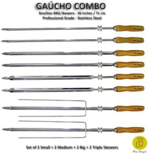 Discover the ultimate BBQ experience with Gaucho Combo's set of 8 professional-grade Brazilian skewers, perfect for grilling and entertaining.