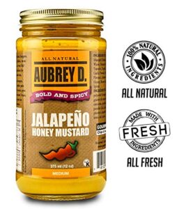 Discover the perfect condiment for your next BBQ or picnic with Aubrey D Jalapeno Honey Mustard, gluten-free and packed with spicy hot sweetness. Case of 12 bottles, each 12 oz.