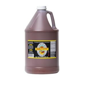 Experience the intense flavor of Dave's Gourmet Original Insanity Hot Sauce, featured on Hot Ones Season 1. Spice up your meals with this bold condiment, available in a large 1-gallon bottle.