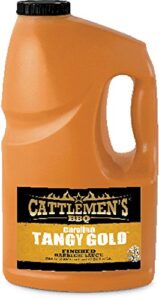 Experience the rich flavors of Southern-style BBQ with Cattlemen's Barbecue Sauce Carolina Tangy Gold, a 4-bottle pack perfect for any grilling occasion. Savor tangy and sweet notes in every bite!