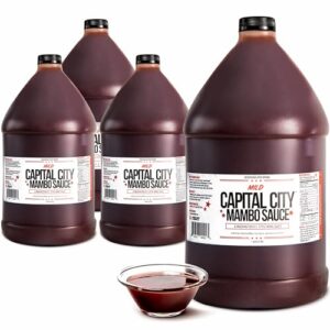 Savor the flavor of Washington DC with Capital City Mambo Sauce Mild, a perfect condiment for wings, chicken, pork, beef, seafood, burgers, and noodles. 4-pack, 128oz (1 Gallon)