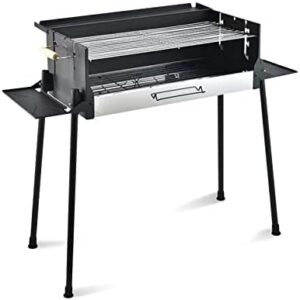 Here is the generated meta description:

"Portable stainless steel BBQ grill with detachable charcoal stand and smoker racks for outdoor use. Perfect for camping, picnics, or garden parties. Get ready to sizzle with this versatile grill!"