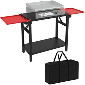 Discover the perfect outdoor cooking companion: Adjustable Universal Griddle Stand for Blackstone griddles, featuring a double-shelf worktable and carry bag. Upgrade your camping experience with this versatile BBQ stand!
