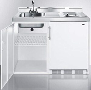 Discover the Summit C48ELGLASS Kitchen All-in-One Combination Unit, perfect for small spaces. Compact and versatile with glass doors and 3 compartments, ideal for cooking and storage.