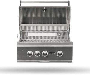 Boost outdoor cooking with the Coyote S-Series Propane Gas Grill, featuring 3 burners, rapid sear infrared burner & rotisserie. Compact design for built-in installations, perfect for backyard gatherings and BBQs.