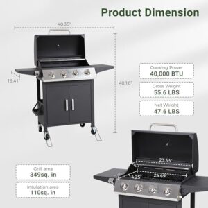 Discover the ultimate outdoor cooking experience with this 4-Burner Propane Gas Grill. Features include stainless steel construction, 40,000 BTU output, and foldable side table. Perfect for patio, garden, or backyard gatherings!