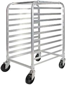 Organize your kitchen with the Winco 10-Tier Welded Aluminum Sheet Pan Rack, featuring sturdy aluminum construction and ample storage for up to 10 pans.