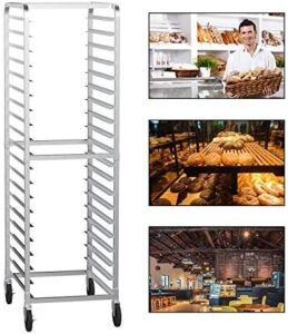 Discover the ultimate bakery rack for commercial kitchens - VINGLI's 20-tier stainless steel rack with brake wheels, perfect for heavy-duty use in restaurants, pizzerias and more.