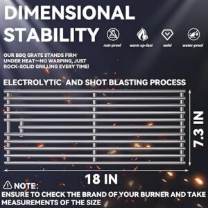 Upgrade your BBQ grilling experience with heavy-duty cast shot blasting stainless steel rod grill grate replacement parts for Blaze, AOG, RCS, and Summerset Sizzler grills. Perfect fit for 3, 4, or 5 burner models.