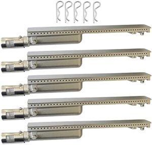 "Upgrade your outdoor grilling experience with 5-pack cast stainless steel BBQ grill burners, designed for premium gas grills from Bull, Lion, Blaze Cal Flame Aussie Beafeater Steele BroilChef CharBroil Turbo. Durable and efficient replacement parts."
