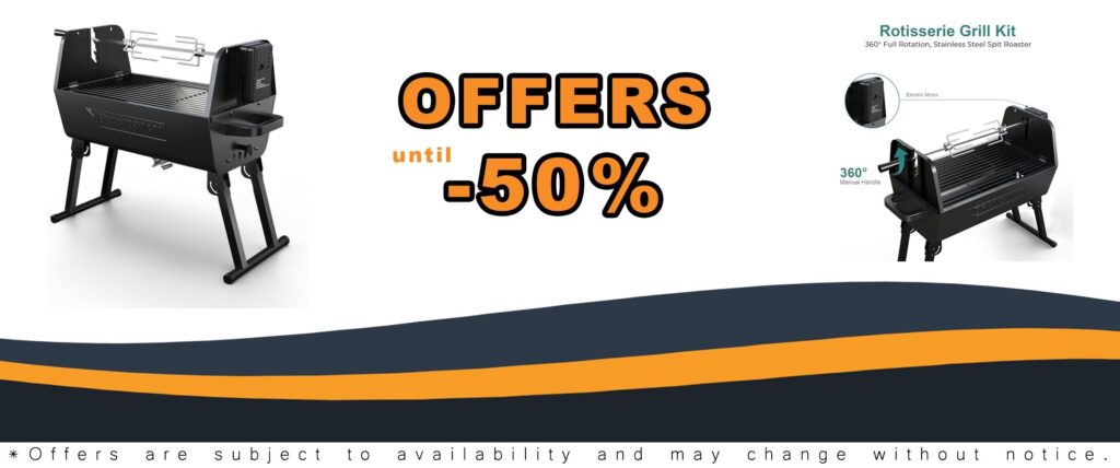 Brand-Man Portable Charcoal Grill with Motor 50-80 Character Title: Foldable Outdoor Camping Grill and BBQ Spit Roaster