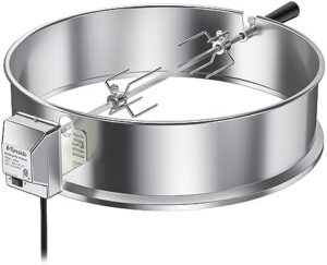 Here is the optimized SEO meta description:

"Upgrade your backyard BBQs with Turbro's stainless steel rotisserie ring kit, featuring 4W electric motor and adjustable spit rod for effortless cooking. Perfect for gatherings!"