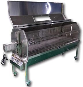 Experience the ultimate grilling experience with Charotis Propane/Charcoal 50W motor BBQ rotisserie for whole pig, lamb, and goat. Perfect for outdoor cooking enthusiasts, model SSGC1 features 100% Stainless Steel construction and a powerful motor. Enjoy mouthwatering results!