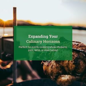 Here is the generated SEO meta description:

"Grill with ease using the KUDU Rotisserie Kit, a battery-powered square spit for charcoal grills. Compatible with 5/16 inch drive spits, this stainless steel kit ensures convenient and mess-free cooking."