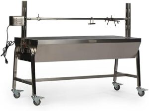 Experience the perfect rotisserie grill for medium game with TITAN GREAT OUTDOORS' Ash & Ember model. Boasts 85 LB capacity, 4 RPM rotation speed, and durable construction with stainless steel components. Perfect for outdoor cooking. Save on this top-rated grill today!