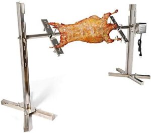 Here is the generated meta description:

"Upgrade your outdoor cooking with this 21'' large BBQ grill rotisserie kit, featuring a powerful motor for effortless rotation. Perfect for grilling pig, chicken and more, all in one convenient package."