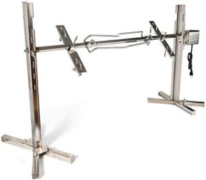 Here is the generated meta description:

"Upgrade your outdoor cooking with this 21'' large BBQ grill rotisserie kit, featuring a powerful motor for effortless rotation. Perfect for grilling pig, chicken and more, all in one convenient package."