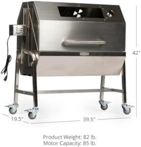 Discover the Titan Great Outdoors 13W Stainless Steel Rotisserie Grill Roaster, perfect for outdoor enthusiasts! Sear up to 85 lbs of meat with its glass hood and stainless steel construction. Perfect for camping trips or backyard gatherings.
