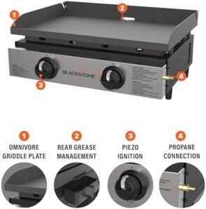 Cook up a storm on any tabletop with the Blackstone 1666 22" Griddle featuring stainless steel and powder-coated steel construction. Perfect for indoor or outdoor use!