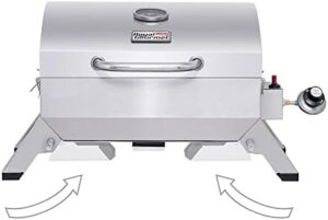Here is the generated SEO meta description:

"Grill anywhere with Royal Gourmet's portable grill bundle, featuring 10000 BTU power and a 5 ft hose adapter for up to 20 lb propane tanks. Perfect for camping trips or backyard BBQs."