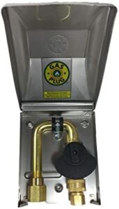 Here is the optimized SEO meta description:

"Upgrade your plumbing with the Manufacturing Ltd Stainless Steel Gas Plug featuring a 1/2" NPT bottom inlet and 3/8" quick disconnect outlet. Save big on this reliable solution!"