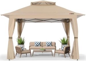 Here is the optimized meta description:

"Instantly set up your outdoor gathering space with the ABCCANOPY 13x13 Pop Up Gazebo, featuring a mosquito netted shelter for patio, garden, backyard, party or camping. Perfect for warm weather events!"