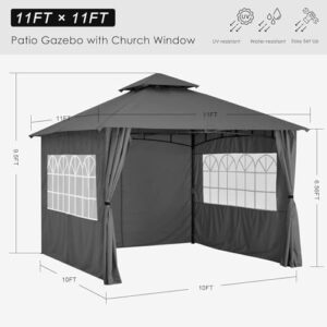 Elevate your outdoor gatherings with the MASTERCANOPY Patio Gazebo Steel Frame featuring windows and curtains. Perfect for 11x11 dark gray events, now at an unbeatable price!