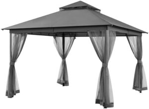 Get ready to elevate your outdoor living with Yaheetech's 11x11 ft patio gazebo, featuring a vented top, mesh sidewalls, and drainage holes. Perfect for garden, backyard, or deck use!