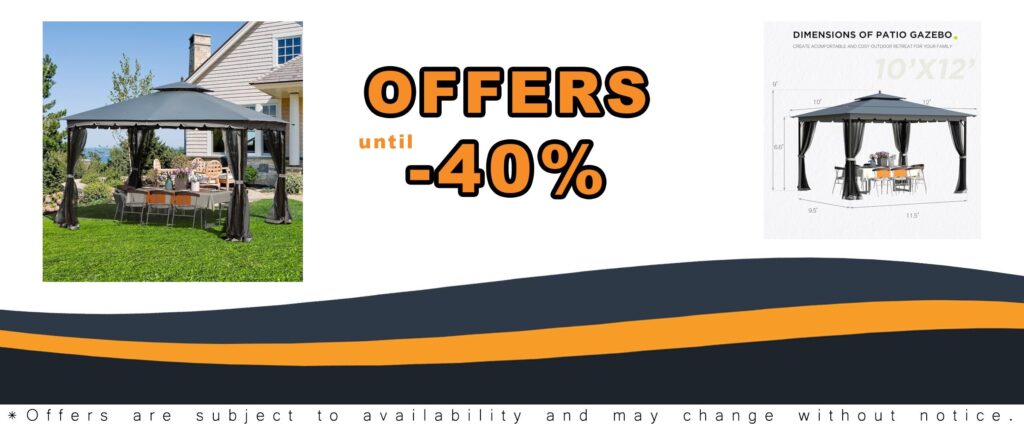 New Gen Outdoor Patio Gazebo 10x12 with Sturdy Metal Frame and Mosquito Netting