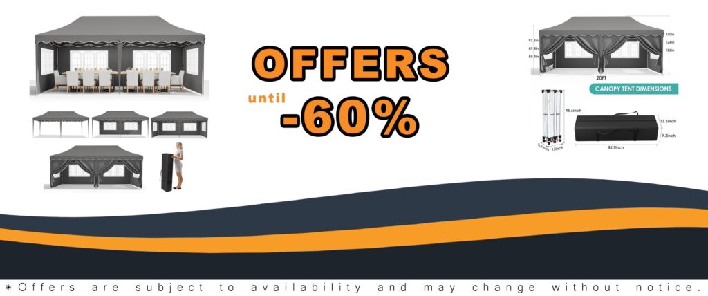 Mamizo 10x20ft Pop Up Canopy Tent with Heavy Duty Design and Instant Sun Protection Shelter