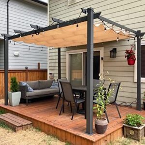 Elevate your outdoor living space with the Purple Leaf 10' x 13' retractable pergola, featuring a sun shade canopy and modern design. Perfect for gardens, porches, or beach pavilions!