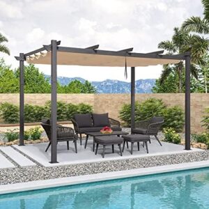 Elevate your outdoor living space with the Purple Leaf 10' x 13' retractable pergola, featuring a sun shade canopy and modern design. Perfect for gardens, porches, or beach pavilions!