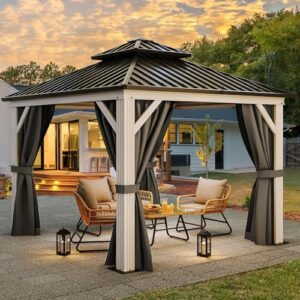 Here is the optimized meta description:

"Transform your outdoor space with the YITAHOME 10x10FT gazebo, featuring a sturdy aluminum frame and durable white canopy. Perfect for patios, backyards, decks, and lawns."
