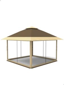 Create instant outdoor spaces with this 13x13 Pop Up Gazebo featuring mosquito netting and 4 stanbags, perfect for lawn, garden, or backyard use, available in khaki and dark khaki.