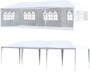 Discover the ultimate party tent solution - Canopy's 10'x30' Party Tent with 5 removable sidewalls and waterproof UV resistant design. Perfect for weddings, camping, or outdoor gatherings!