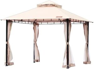 Here is the generated SEO meta description:

"Transform your outdoor space with this VEVOR patio gazebo perfect for 6-8 people. Features metal frame, PU coated polyester canopy, and mosquito netting for comfortable gatherings."