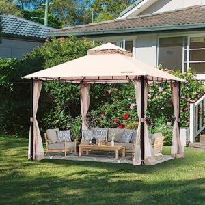 Here is the generated SEO meta description:

"Transform your outdoor space with this VEVOR patio gazebo perfect for 6-8 people. Features metal frame, PU coated polyester canopy, and mosquito netting for comfortable gatherings."