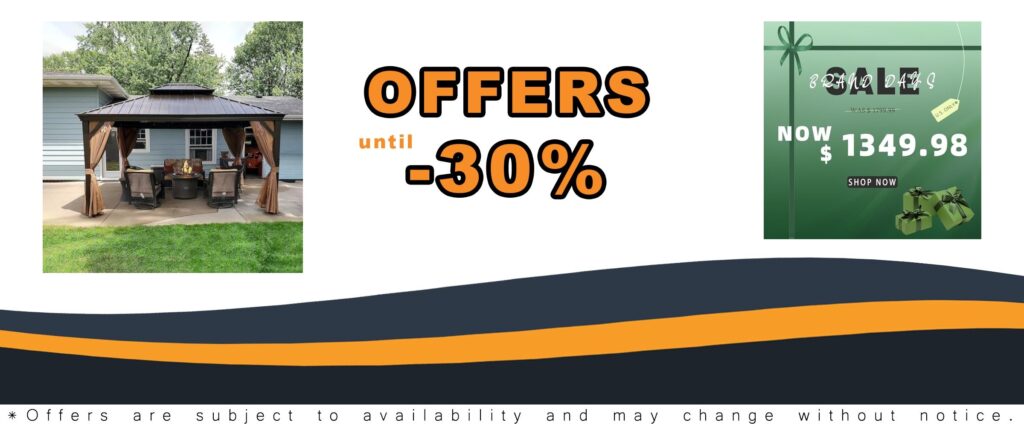 Domi 12x14 Hardtop Gazebo with Gutters Aluminum Frame Canopy Galvanized Steel Double Roof Permanent Metal Pavilion Curtains Netting Patio Backyard Lawn