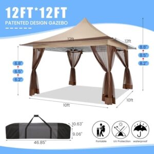 Get ready to enjoy the outdoors with Cobizi's 12x12 pop-up gazebo on clearance! Waterproof roof, mosquito netting and sturdy sandbags ensure a comfortable patio experience. Perfect for gardens, backyards & lawns.