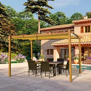 "Transform your outdoor space with the Domi 10' X 10' Retractable Pergola featuring a weather-resistant canopy and durable aluminum frame. Perfect for BBQs, parties, or backyard gatherings."